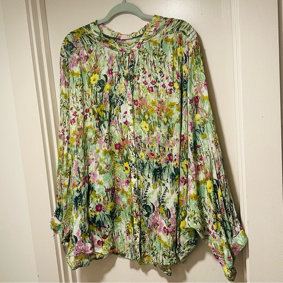 Pilcro Green Floral Blouse - Picture 1 of 5